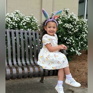 Cat & Jack Floral Kids Dress - Cream and Purple